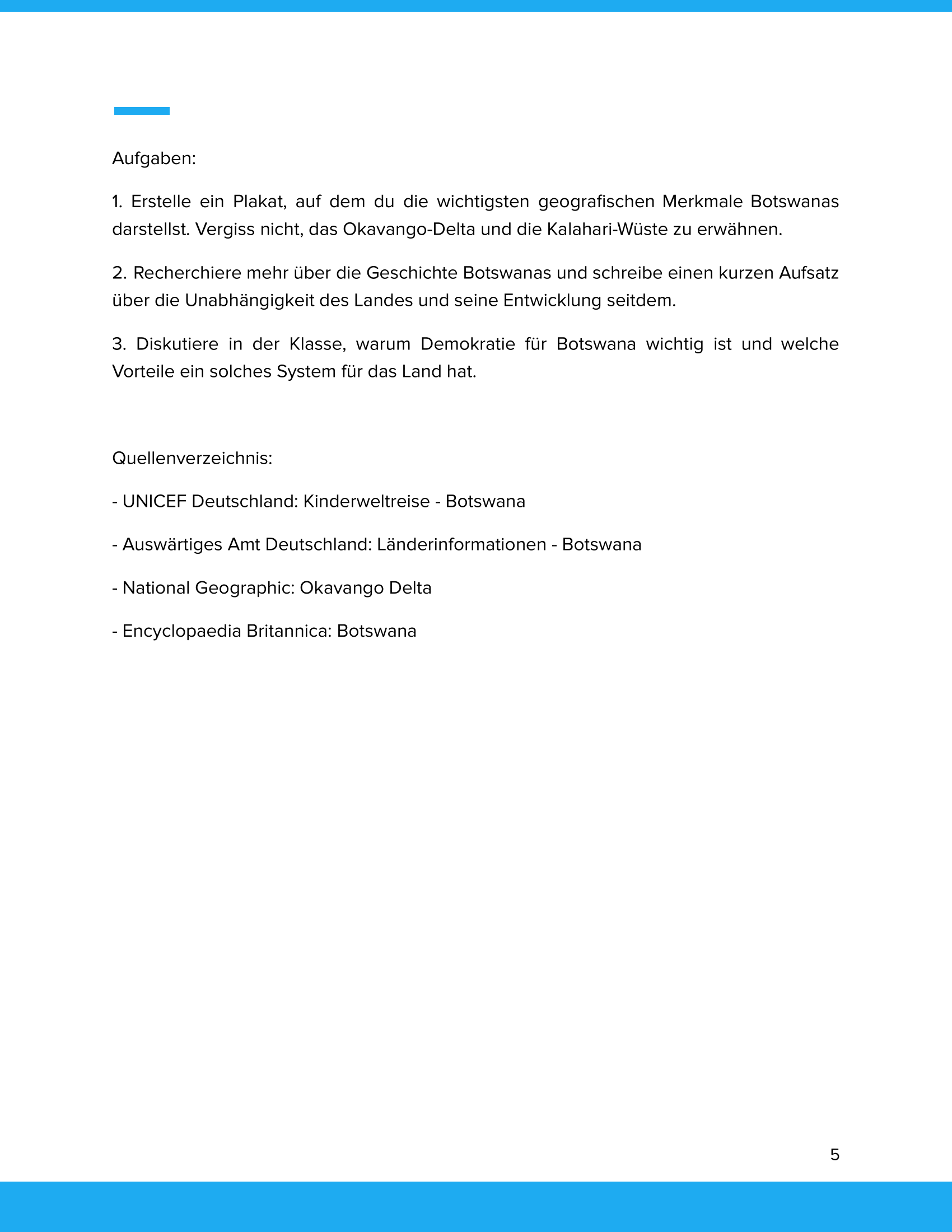 Botswana – Unterrichtsmaterial Geografie, Geschichte & Politik Sekundarstufe