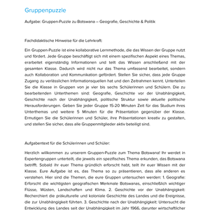 Botswana – Unterrichtsmaterial Geografie, Geschichte & Politik Sekundarstufe