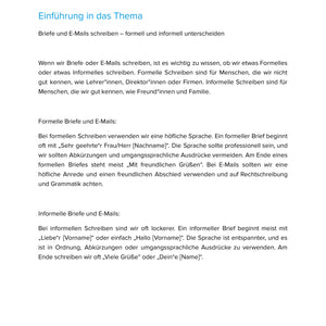 Briefe und E-Mails schreiben – Formell & informell unterscheiden | Sek I