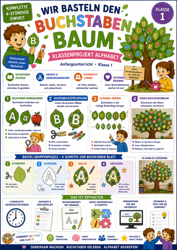 Unterrichtseinheit Wir basteln den Buchstabenbaum Klassenprojekt Alphabet für den Anfangsunterricht