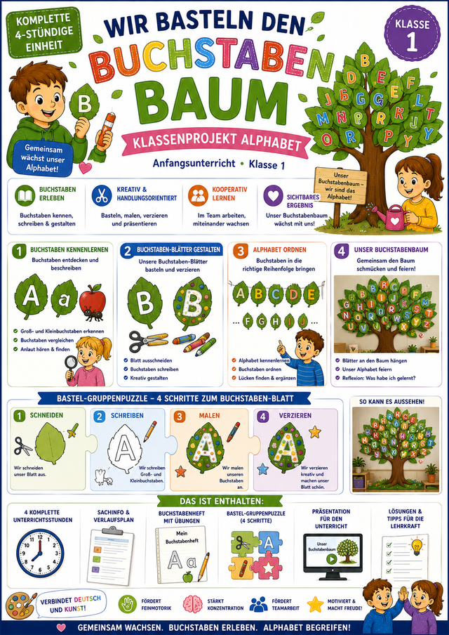 Buchstabenbaum basteln – Klassenprojekt Alphabet | Anfangsunterricht | Klasse 1