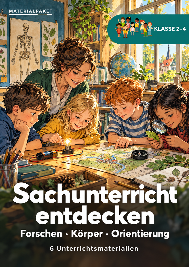 Titelbild zum Materialpaket Sachunterricht entdecken mit 6 Unterrichtsmaterialien für klasse 2 bis 4
