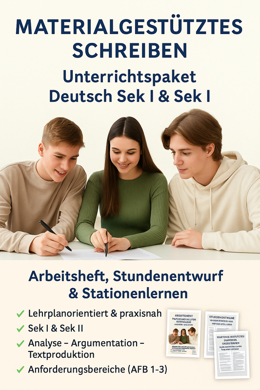 Materialgestütztes Schreiben – Unterrichtspaket Deutsch Sek I & Sek II | Analyse, Argumentation & Textproduktion
