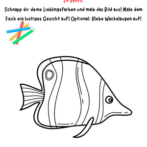 Wir malen lustige Fische – Malvorlage für die Grundschule Klasse 1–4