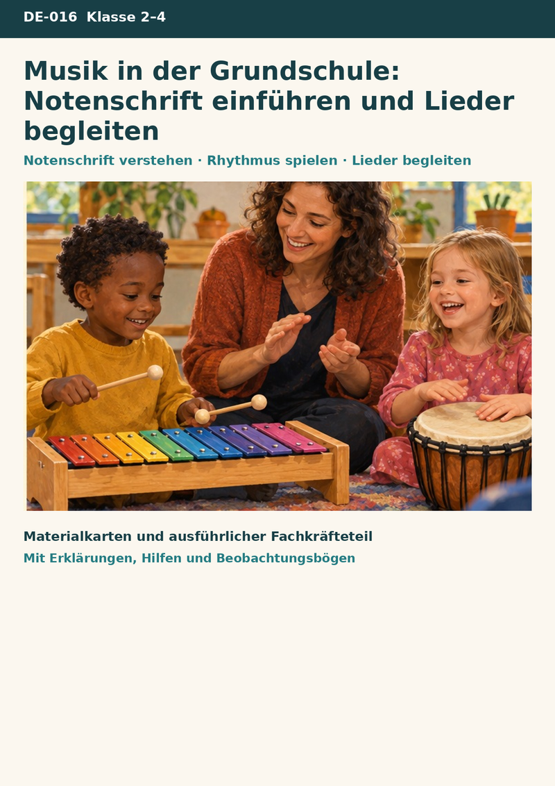 Musik in der Grundschule: Notenschrift einführen und Lieder begleiten – Rhythmus und Noten – Titelbild