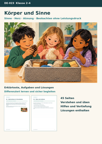 Unser Körper und die Sinne – Sehen, Hören, Tasten, Herz und Atmung im Sachunterricht | Sachunterricht Klasse 2–4