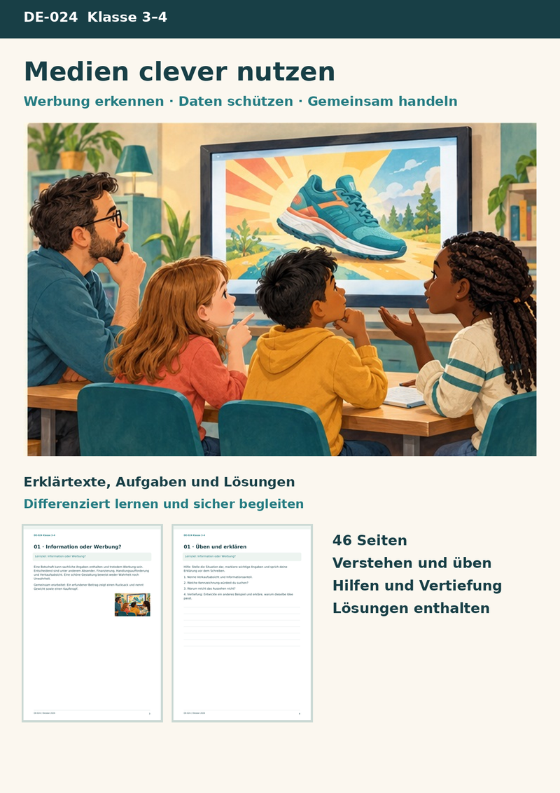 Medienbildung in der Grundschule – Werbung erkennen, Daten schützen und sicher im Netz – Titelbild
