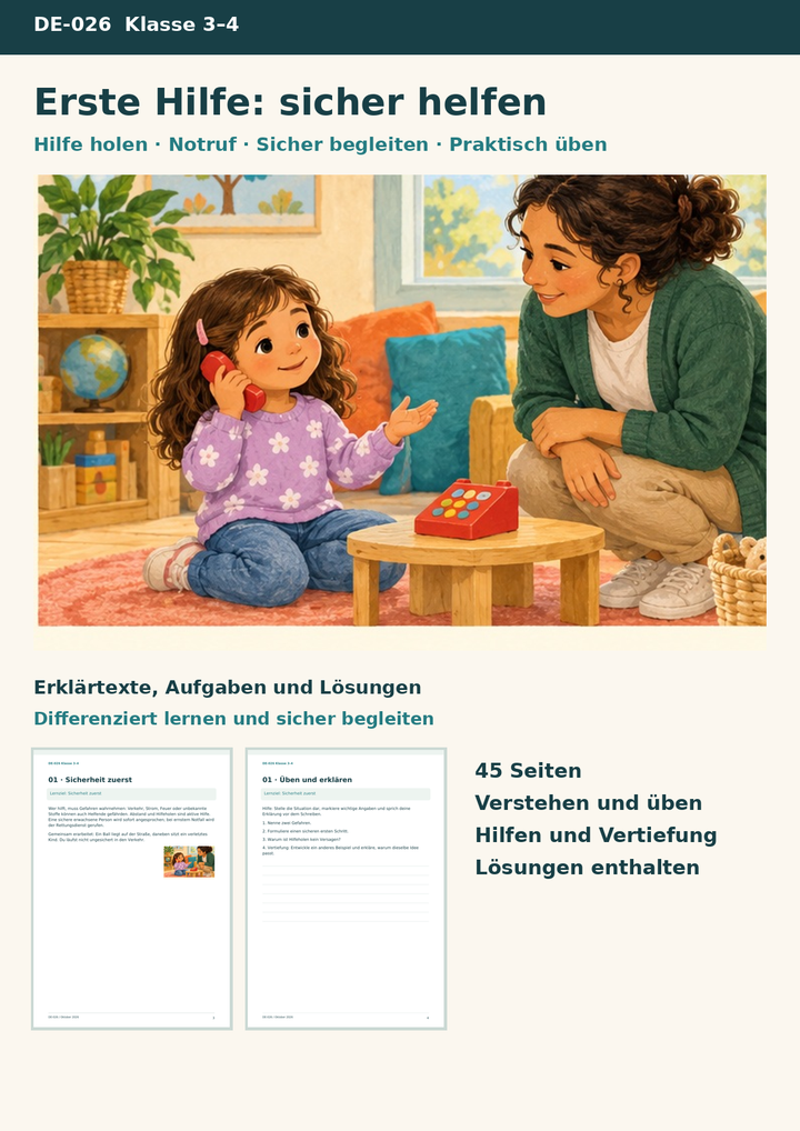 Erste Hilfe für Kinder – Hilfe holen, Notruf führen und sicher begleiten – Titelbild