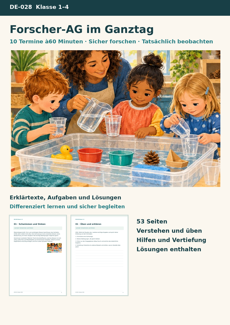 Ganztag: Forscher-AG für die Grundschule – zehn Termine mit sicheren Versuchen und Beobachtung – Titelbild
