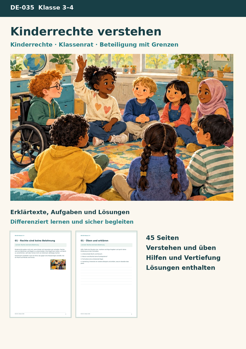 Kinderrechte – Demokratiebildung in der Grundschule mit Klassenrat und Beteiligung mit Grenzen – Titelbild