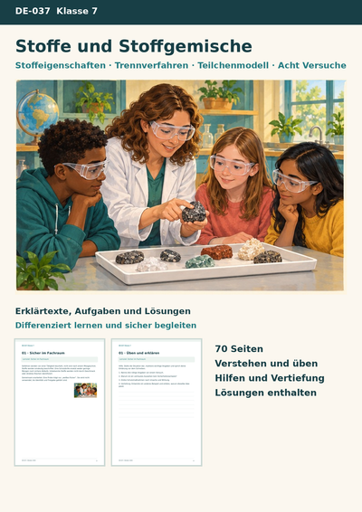 Stoffe und ihre Eigenschaften – Einstieg in die Chemie mit Trennverfahren, Teilchenmodell und acht Versuchen | Chemie Klasse 7