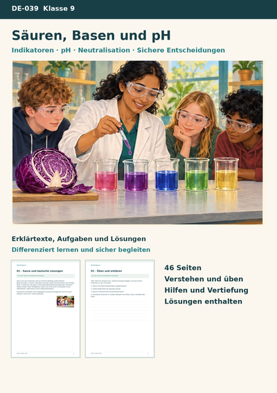 Säuren, Laugen, Neutralisation – Indikatoren, pH-Skala und sichere Entscheidungen im Chemieunterricht | Chemie Klasse 9