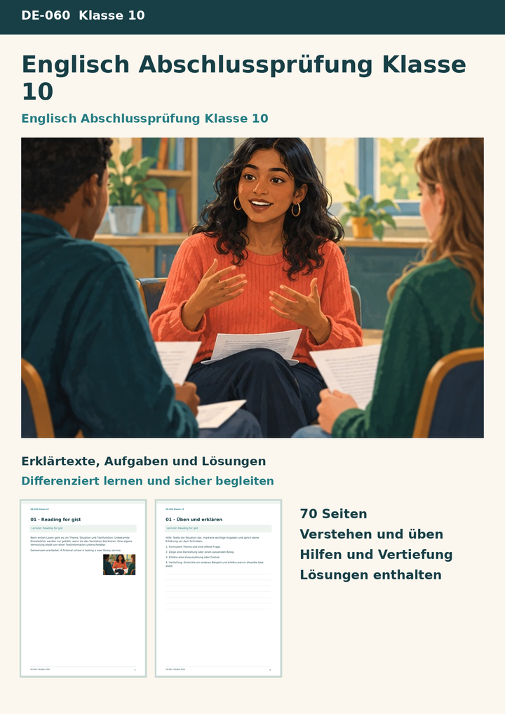 Abschlussprüfung Klasse 10 Englisch – Trainingspaket mit vier Übungssätzen und Hörskripten – Titelbild