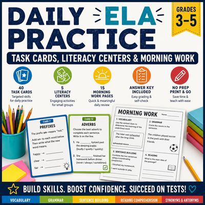 Daily ELA Practice – Task Cards, Literacy Centers & Morning Work | Englischunterricht Klasse 3–5