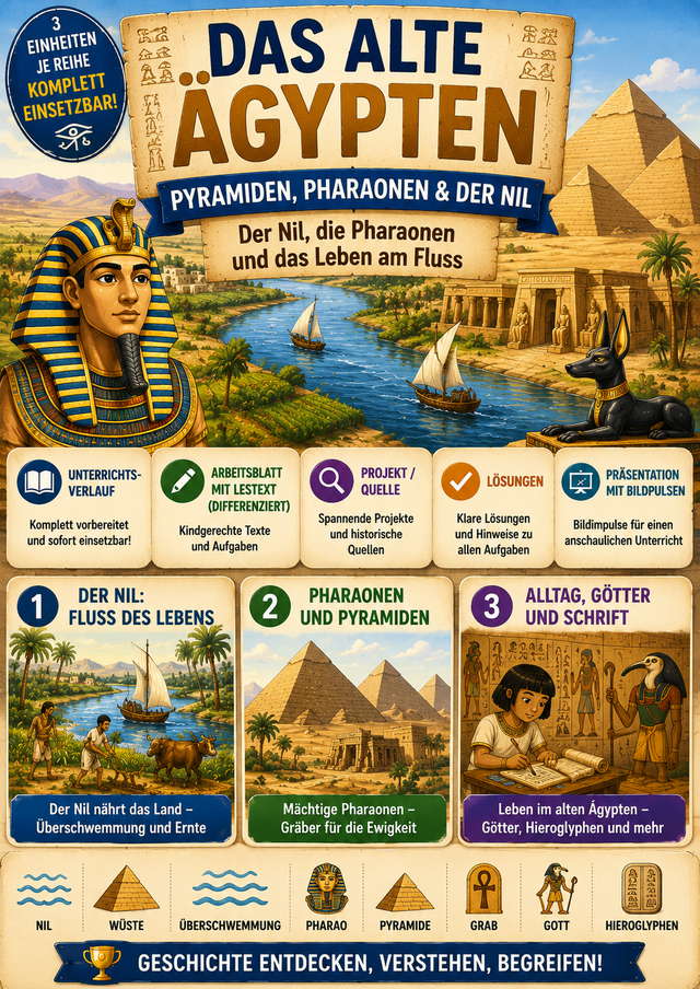 Das alte Ägypten – Pyramiden, Pharaonen & der Nil – Unterrichtsmaterial Grundschule (Klasse 1–4)