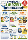 Sparpaket Uhrzeit (volle Stunden): 3 Einheiten · 12 Stunden | Mathematik Klasse 1