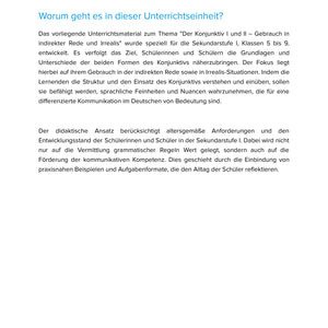 Der Konjunktiv I und II – Gebrauch in indirekter Rede und Irrealis – Unterrichtsmaterial Deutsch SEK I (Kopie)