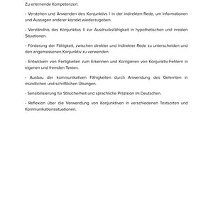 Der Konjunktiv I und II – Gebrauch in indirekter Rede und Irrealis – Unterrichtsmaterial Deutsch SEK I (Kopie)