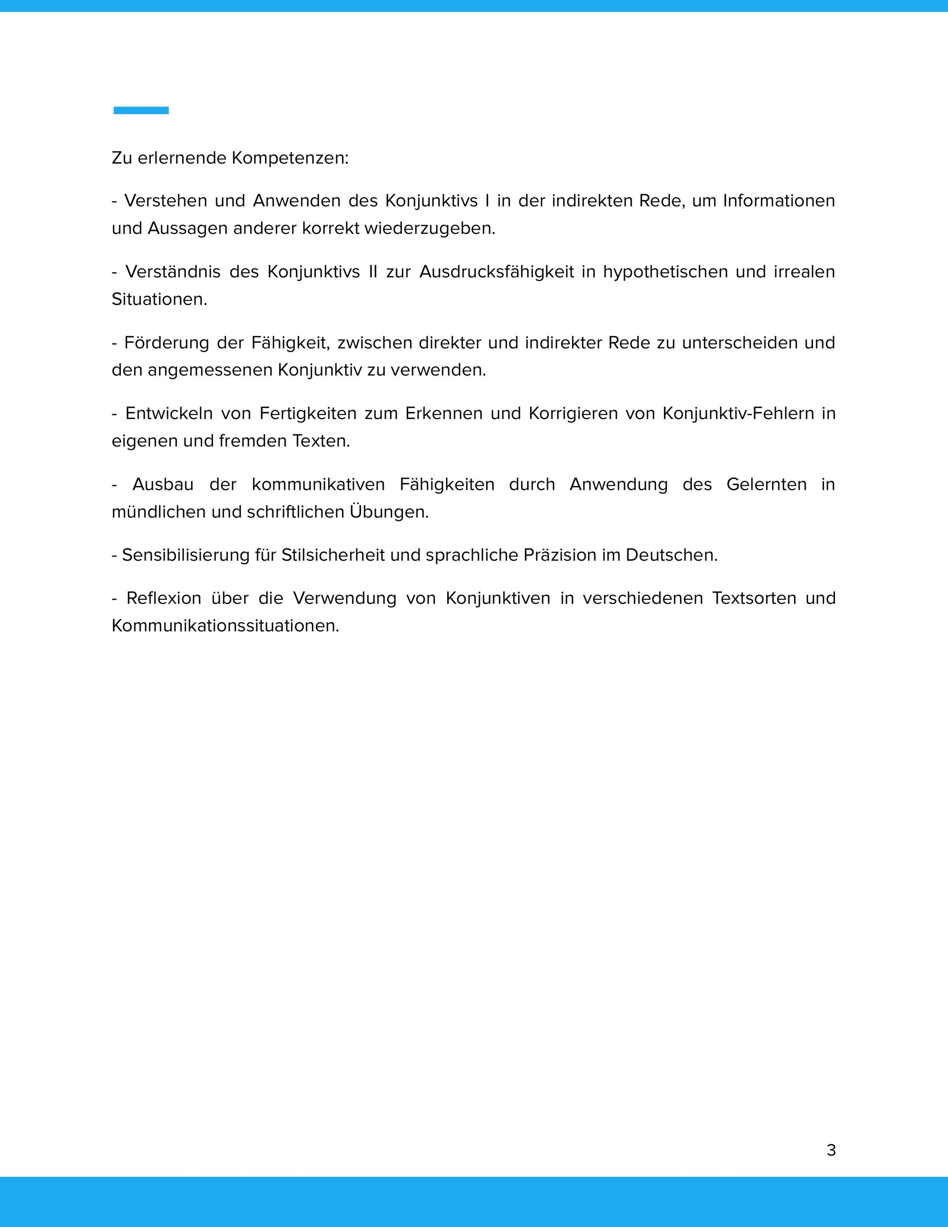 Der Konjunktiv I und II – Gebrauch in indirekter Rede und Irrealis – Unterrichtsmaterial Deutsch SEK I (Kopie)