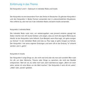 Der Konjunktiv I und II – Gebrauch in indirekter Rede und Irrealis – Unterrichtsmaterial Deutsch SEK I (Kopie)