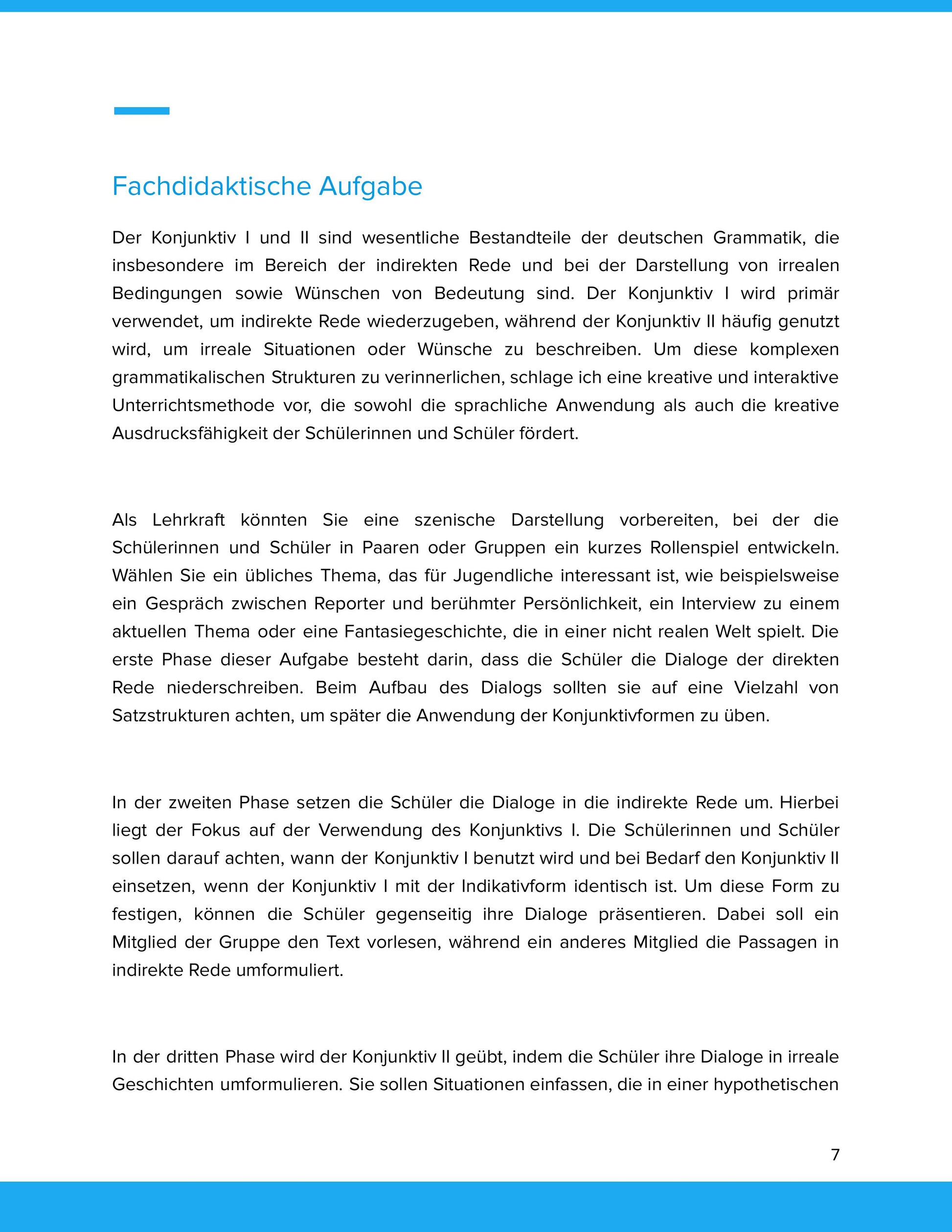 Der Konjunktiv I und II – Gebrauch in indirekter Rede und Irrealis – Unterrichtsmaterial Deutsch SEK I (Kopie)