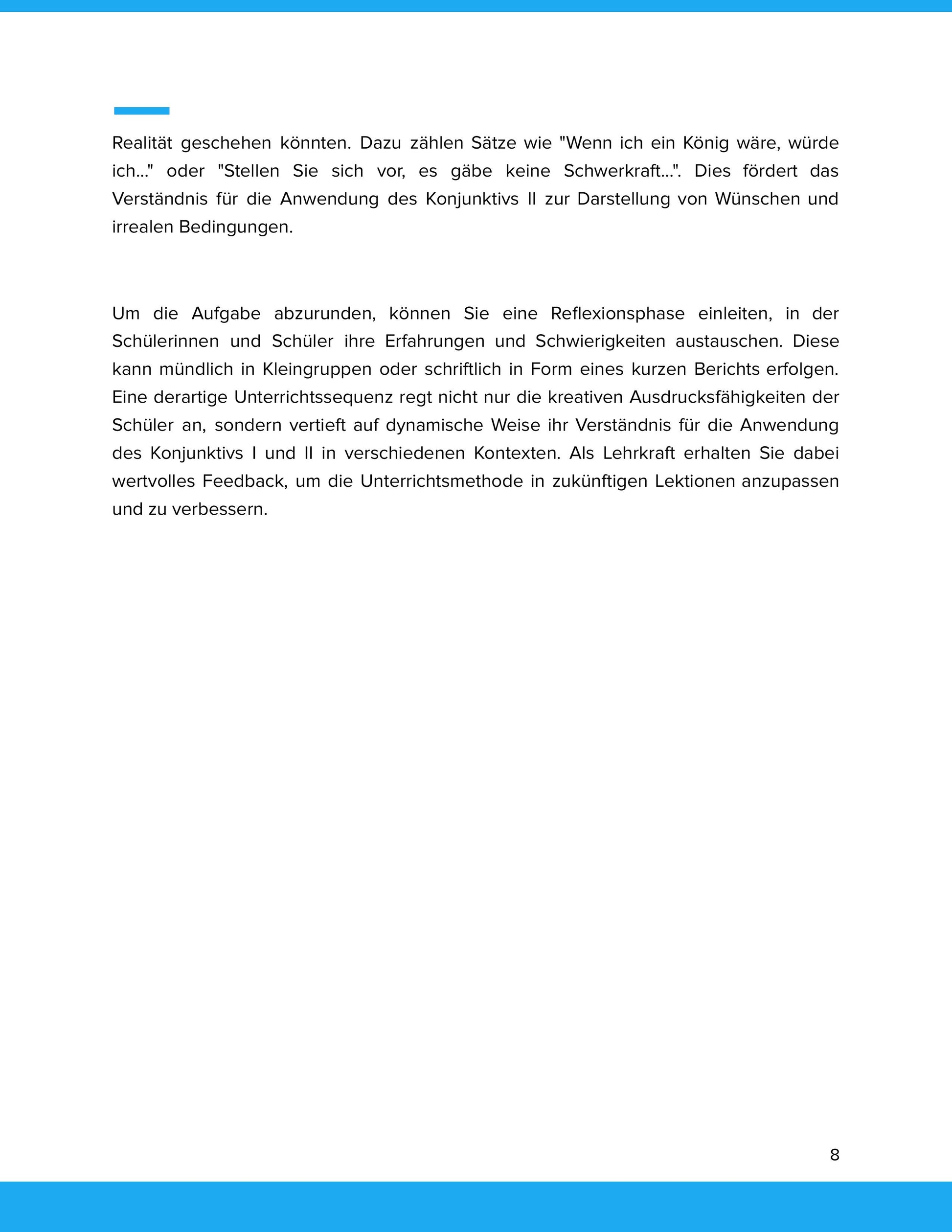 Der Konjunktiv I und II – Gebrauch in indirekter Rede und Irrealis – Unterrichtsmaterial Deutsch SEK I (Kopie)
