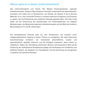 Der Westen Kanadas – Unterrichtsmaterial Pockenepidemien, Handel & Hudson’s Bay Company