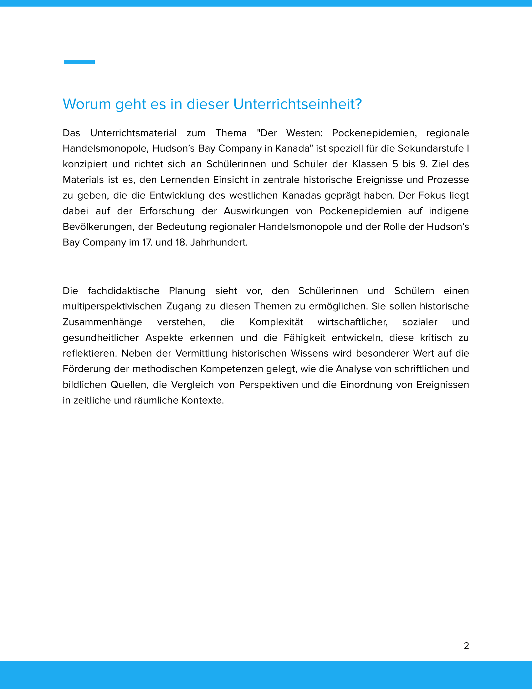 Der Westen Kanadas – Unterrichtsmaterial Pockenepidemien, Handel & Hudson’s Bay Company