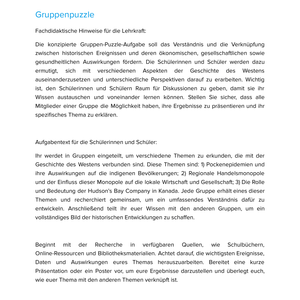 Der Westen Kanadas – Unterrichtsmaterial Pockenepidemien, Handel & Hudson’s Bay Company