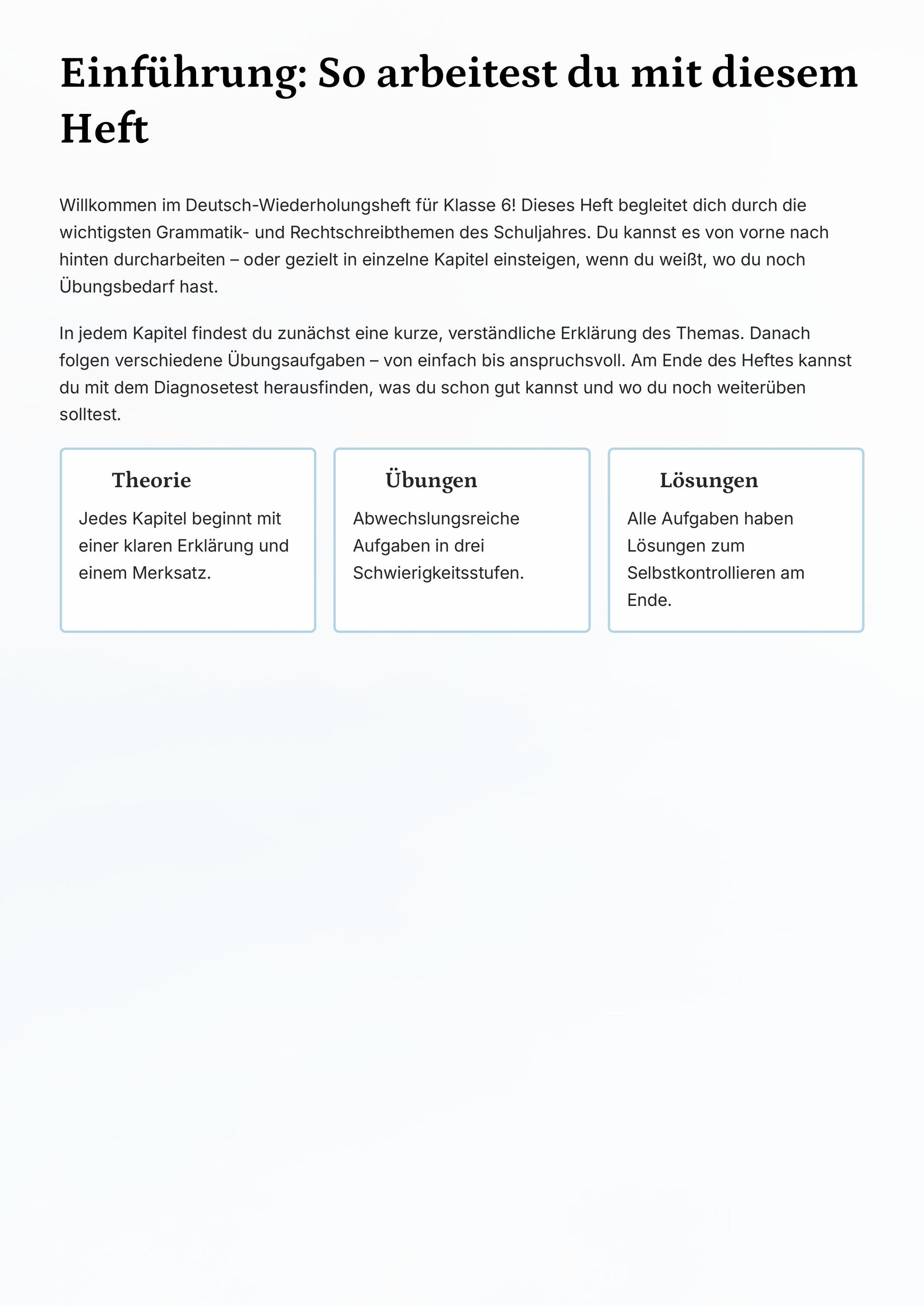 Deutsch Klasse 6 komplett wiederholen – Grammatik, Satzglieder & Rechtschreibung sicher beherrschen