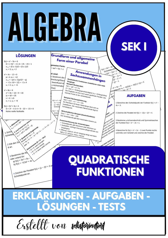 Quadratische Funktionen – Algebra SEK I