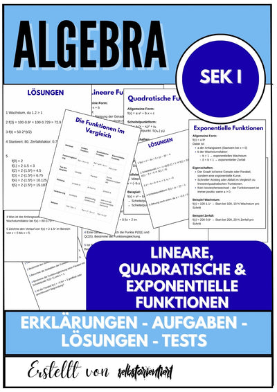 Lineare, quadratische und exponentielle Funktionen – Algebra SEK I