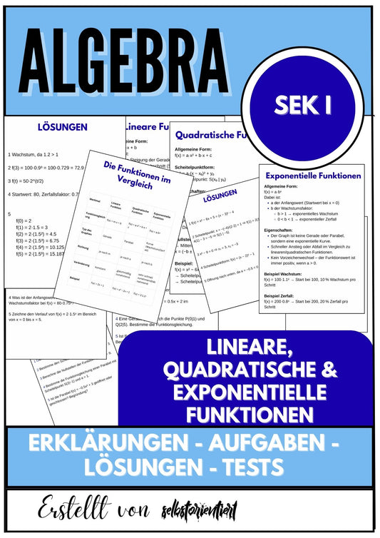 Lineare, quadratische und exponentielle Funktionen – Algebra SEK I