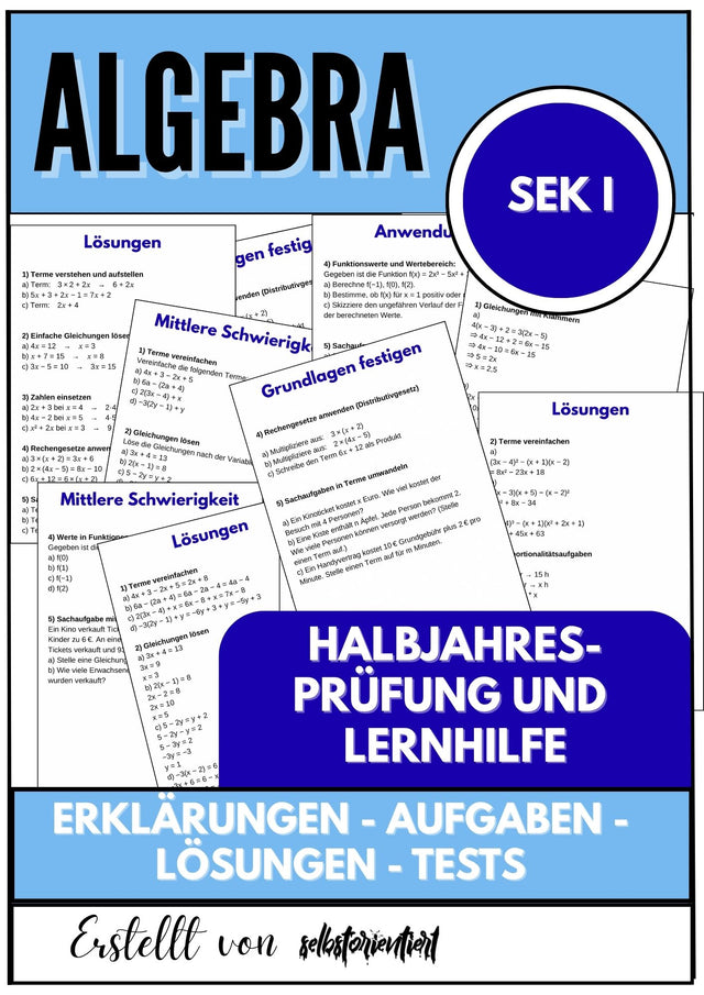 Halbjahresprüfung und Lernhilfe – Algebra SEK I