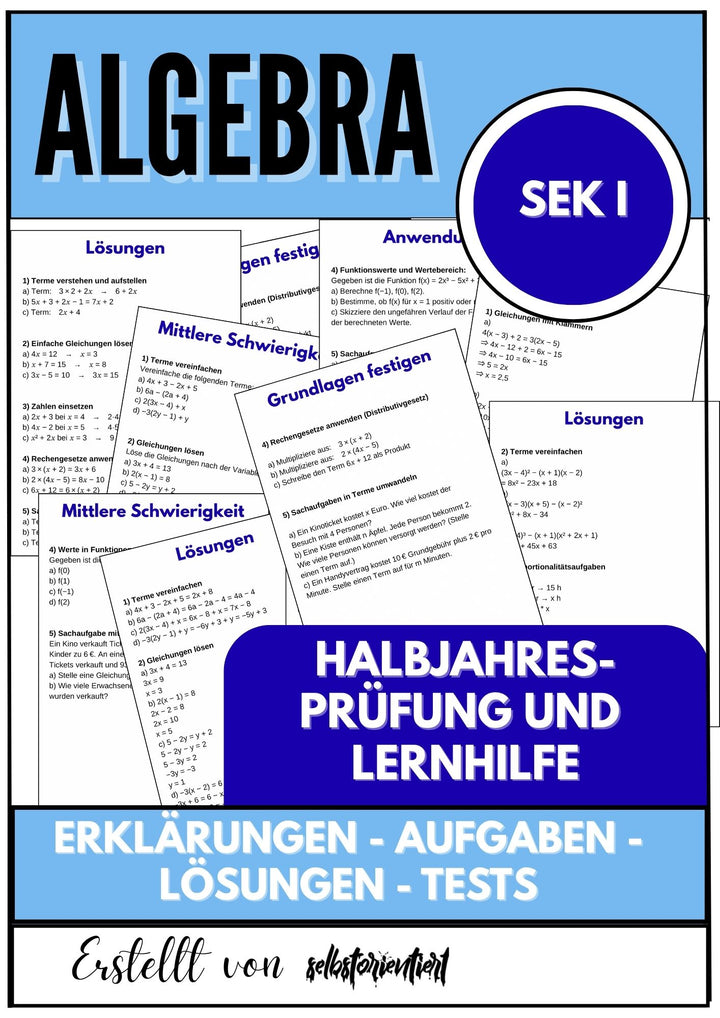 Halbjahresprüfung und Lernhilfe – Algebra SEK I