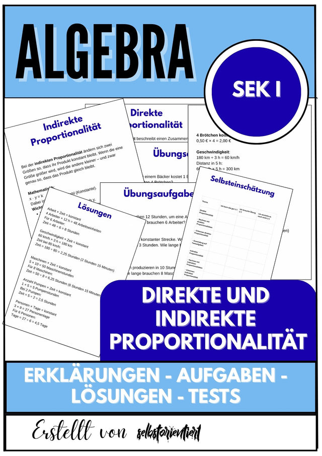 Direkte und indirekte Proportionalität – Algebra Unterrichtsmaterial SEK I