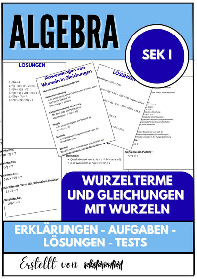 Wurzelterme und Gleichungen mit Wurzeln – Algebra SEK I