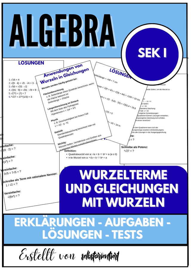 Wurzelterme und Gleichungen mit Wurzeln – Algebra SEK I