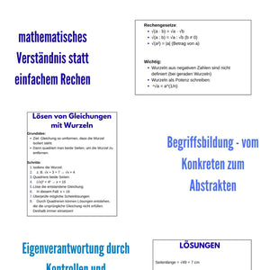 Wurzelterme und Gleichungen mit Wurzeln – Algebra SEK I