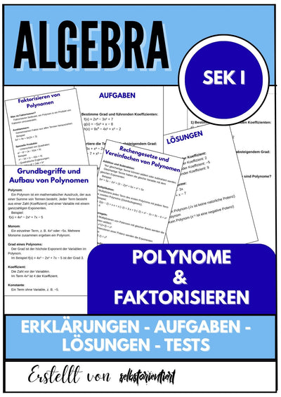 Polynome und Faktorisieren – Algebra SEK I