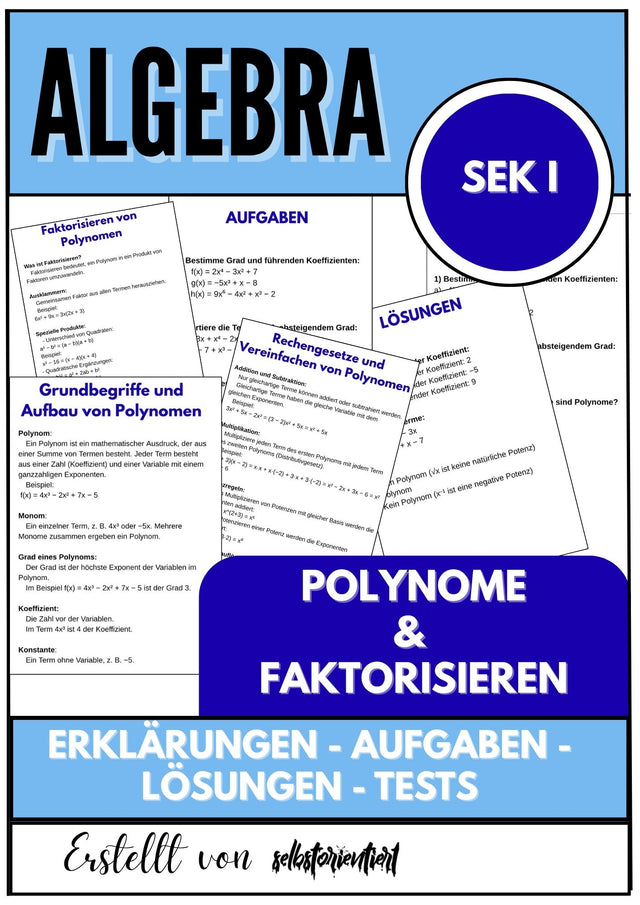 Polynome und Faktorisieren – Algebra SEK I