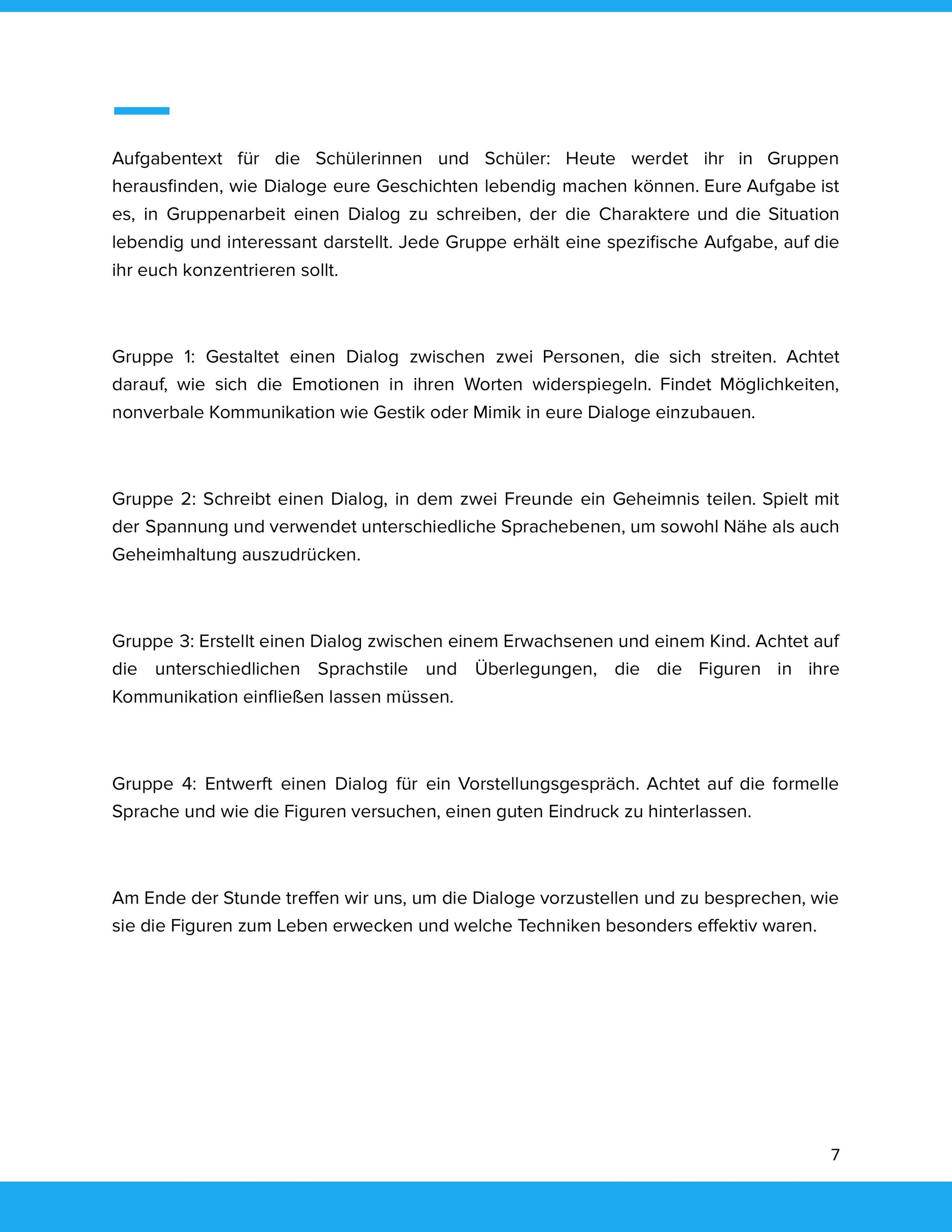 Dialoge schreiben: Figurenrede lebendig und korrekt gestalten – Unterrichtsmaterial Deutsch SEK I