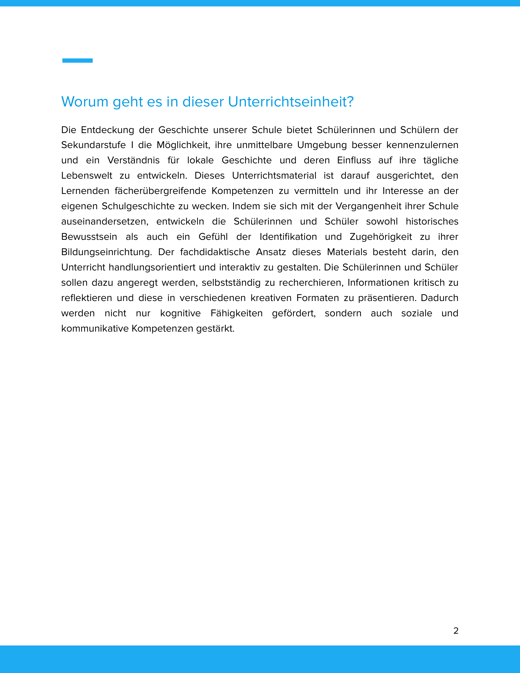 Unterrichtsmaterial „Die Geschichte unserer Schule entdecken“ - Geschichte SEK I