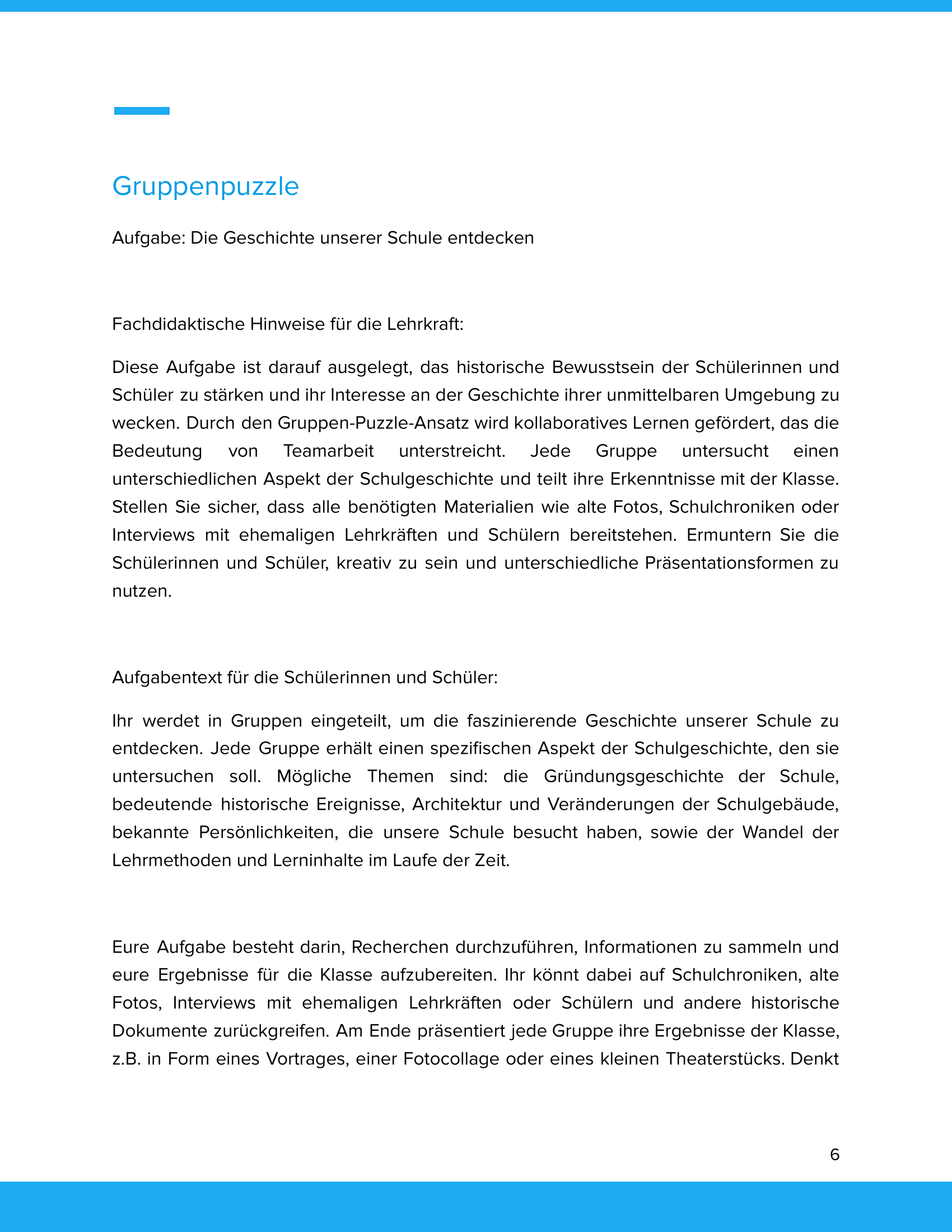 Unterrichtsmaterial „Die Geschichte unserer Schule entdecken“ - Geschichte SEK I