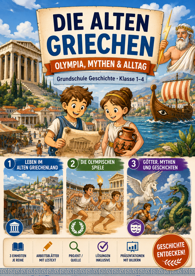 Die alten Griechen – Olympia, Mythen & Alltag – Unterrichtsmaterial Grundschule (Klasse 1–4)