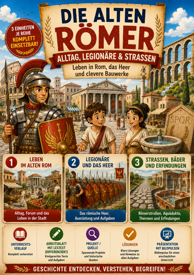 Die alten Römer – Alltag, Legionäre & Straßen – Unterrichtsmaterial Grundschule (Klasse 1–4)