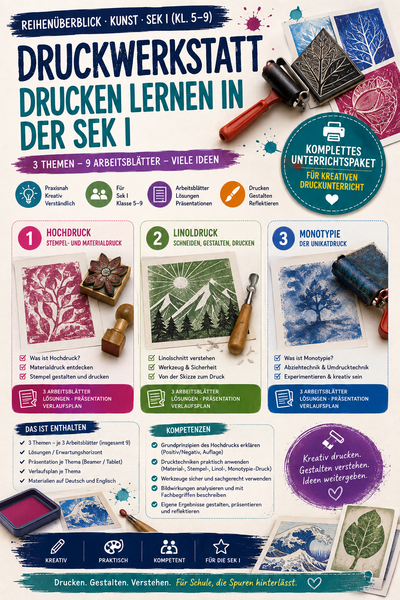Sparpaket: Druck, Collage & Land Art – Projekte im Kunstunterricht