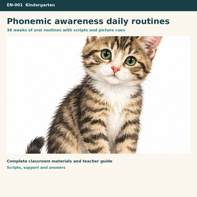 Phonemic Awareness Daily Routines – Lautbewusstheit auf Englisch in 36 Wochen | Bilingual Englisch Vorschule/Klasse 1