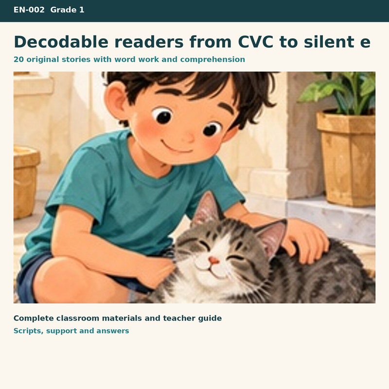 Decodable Readers Grade One – 20 englische Lesegeschichten mit Wortarbeit – Titelbild