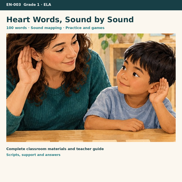 Heart Words: High-Frequency Word Mapping Grade 1 – 100 englische Häufigkeitswörter – Titelbild